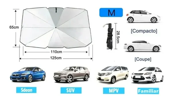 Parasol De Auto Parabrisas Forma De Paraguas Sol