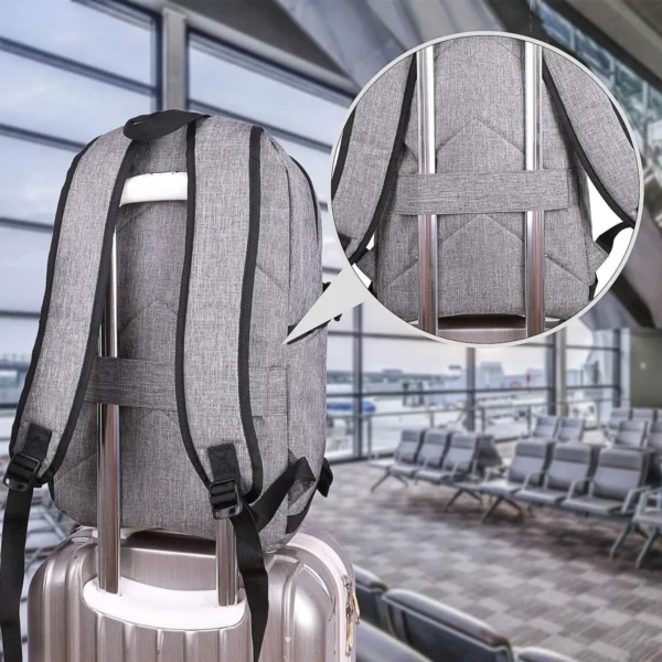 Mochila Para Notebook Carry Impermeable Antirrobo Usb Gris