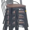 Pack X5 Silla Metálica De Madera
