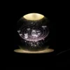Lámpara 3d Cristal Decorativa Base Madera Usb Luz 6cm