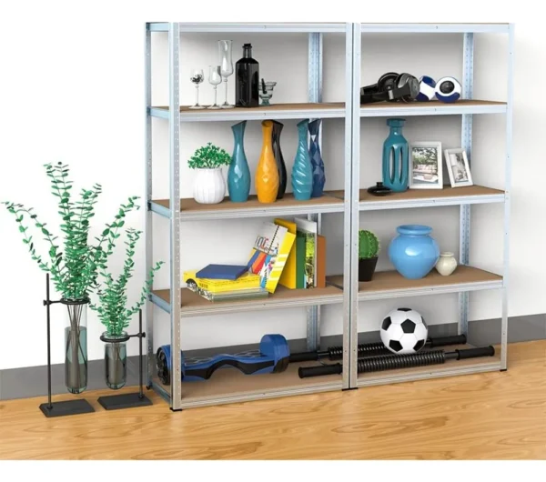 Estantería Metálica Con Estantes De Mdf 90x40x180