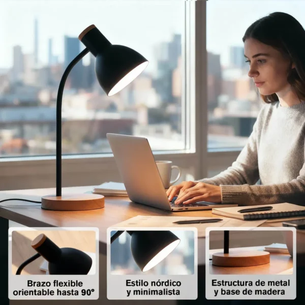 Lampara De Escritorio Velador Portatil Nordica