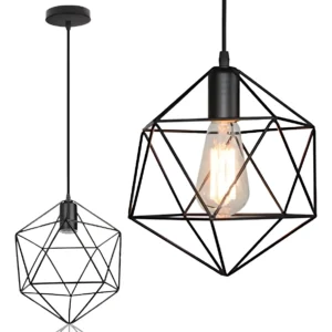 Lámpara Colgante Estilo Diamante Jaula De Metal