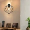 Lámpara Colgante Estilo Diamante Jaula De Metal