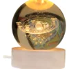 Lámpara 3d Cristal Decorativa Base Madera Usb Luz 6cm