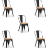 Pack X5 Silla Metálica De Madera