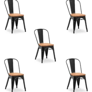 Pack X5 Silla Metálica De Madera