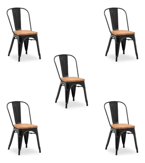 Pack X5 Silla Metálica De Madera