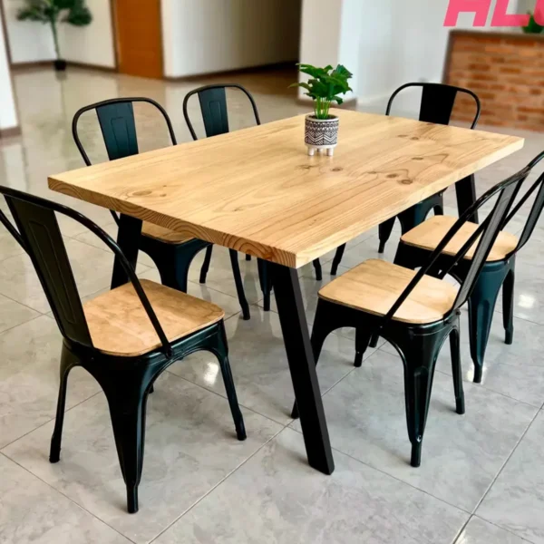 Pack X5 Silla Metálica De Madera