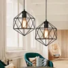 Lámpara Colgante Estilo Diamante Jaula De Metal