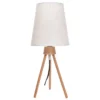 Lámpara Moderna de Mesa con Patas de Madera y Pantalla de Lino, Rosca E27