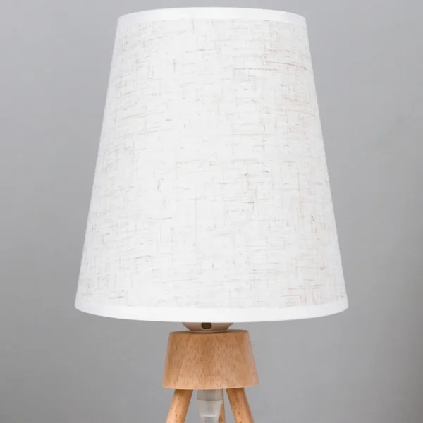 Lámpara Moderna de Mesa con Patas de Madera y Pantalla de Lino, Rosca E27