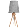 Lámpara Moderna de Mesa con Patas de Madera y Pantalla de Lino, Rosca E27