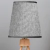 Lámpara Moderna de Mesa con Patas de Madera y Pantalla de Lino, Rosca E27