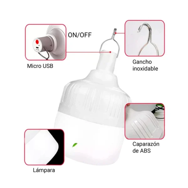 Lámpara LED Portátil de 40W con 3 Modos de Luz