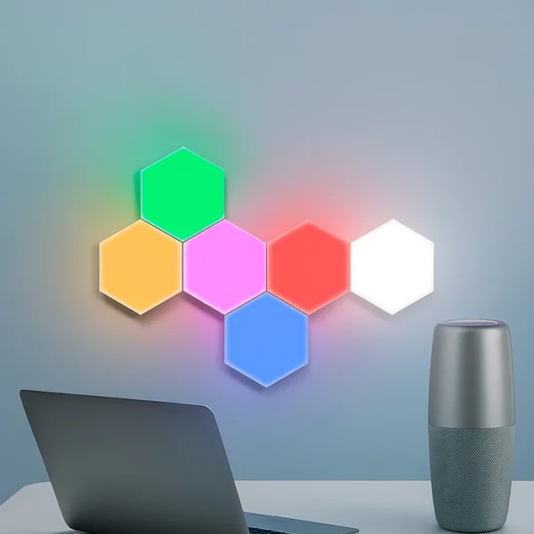 Módulos LED Hexagonales Táctiles en Colores con Control Remoto - 6 Módulos