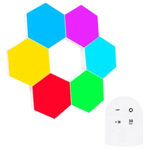 Módulos LED Hexagonales Táctiles en Colores con Control Remoto - 6 Módulos