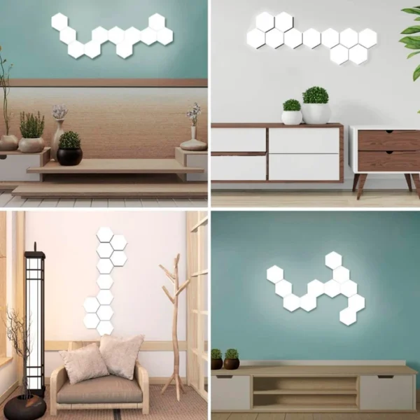 Módulos LED Hexagonales Táctiles en Colores con Control Remoto - 6 Módulos