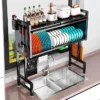 Escurridor de Vajilla Rack Organizador con 2 Estantes y Puerta de Acrílico