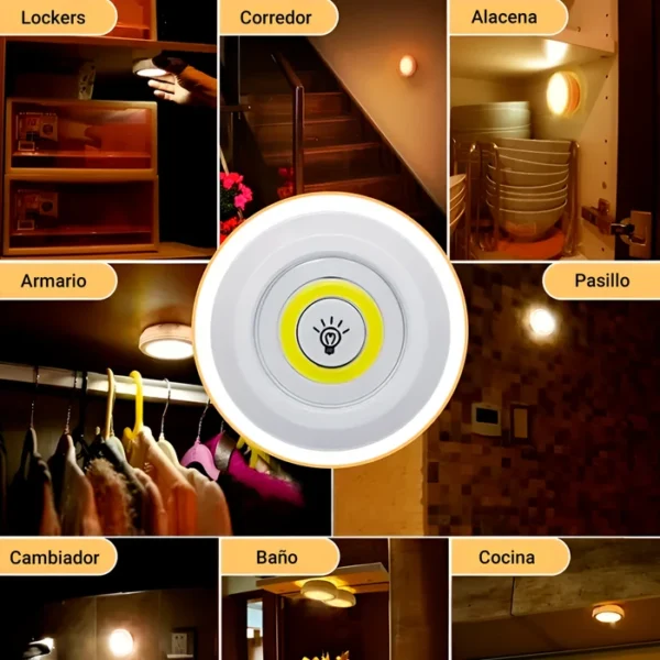 Set de 3 Luces Multiuso a Pilas Faros LED con Control Remoto