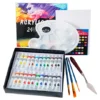 Set Arte X30 Pintura Acrílica Pinceles Paleta Color