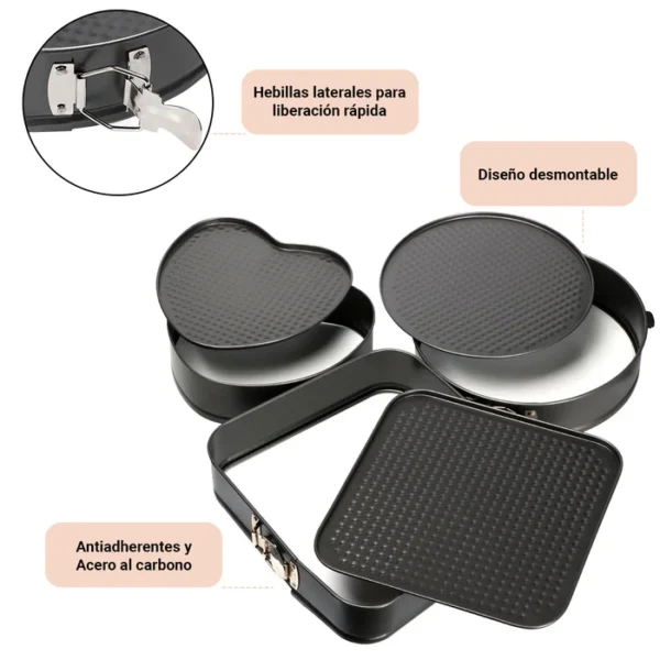 Set de 3 Asaderas Moldes Desmontables y Antiadherentes