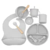 Set X10p Plato Comer Bebe Silicona+ Cubierto Vaso