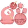 Set X10p Plato Comer Bebe Silicona+ Cubierto Vaso