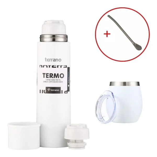 Set Termo Terrano 750ml + Mate Acero + Bombilla De Regalo