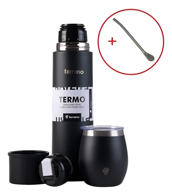 Set Termo Terrano 750ml + Mate Acero + Bombilla De Regalo