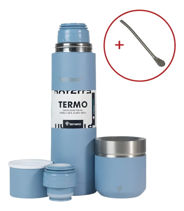 Set Termo Terrano 750ml + Mate Acero + Bombilla De Regalo