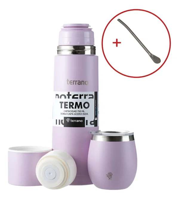 Set Termo Terrano 750ml + Mate Acero + Bombilla De Regalo