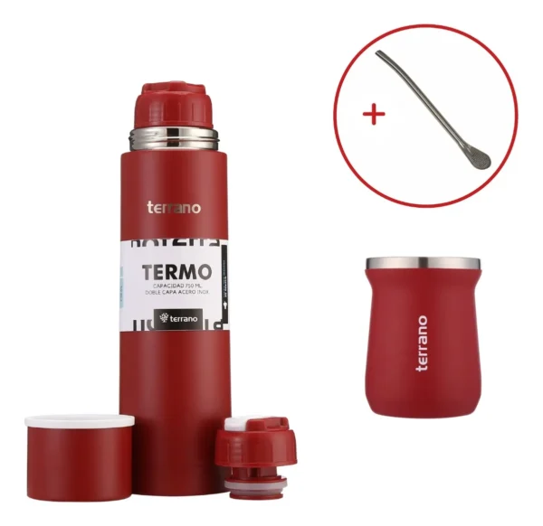 Set Termo Terrano 750ml + Mate Acero + Bombilla De Regalo