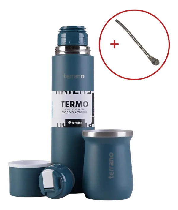 Set Termo Terrano 750ml + Mate Acero + Bombilla De Regalo