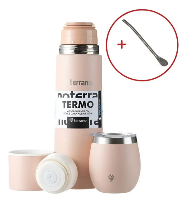 Set Termo Terrano 750ml + Mate Acero + Bombilla De Regalo