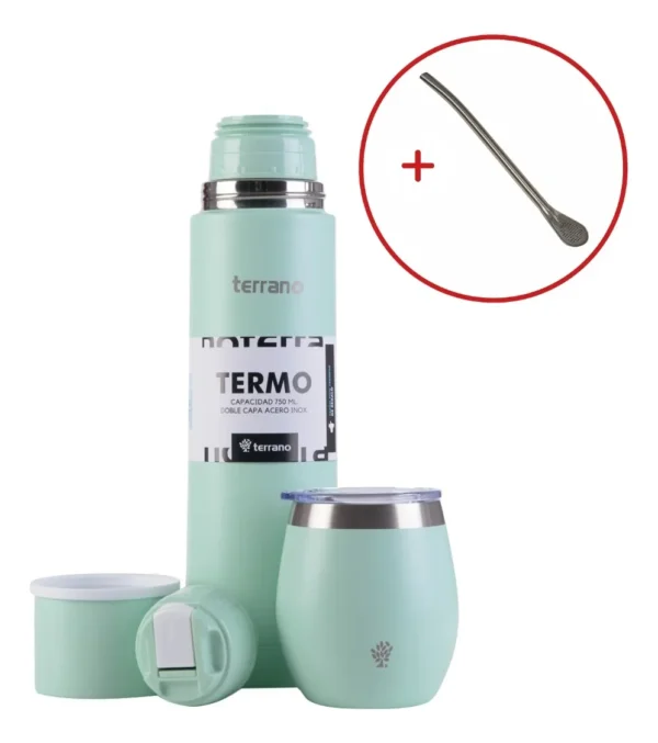 Set Termo Terrano 750ml + Mate Acero + Bombilla De Regalo
