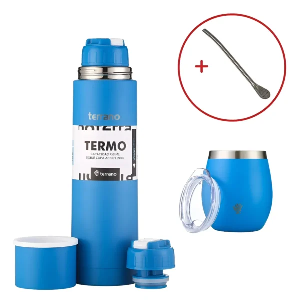 Set Termo Terrano 750ml + Mate Acero + Bombilla De Regalo