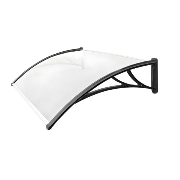 Alero Policarbonato Transparente Y Soporte Negro 1.2 X 1.0 M - Blanco