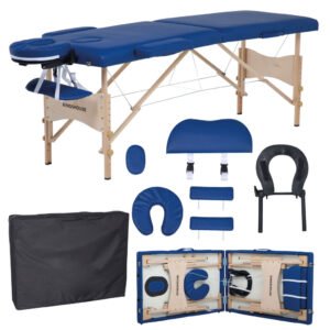 Cama Camilla Masajes Portatil Plegable 2 Secciones - Azul
