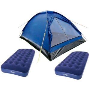 Combo Carpa Arye 4/5 personas + 2 Colchones Inflables de 1 Plaza - Azul