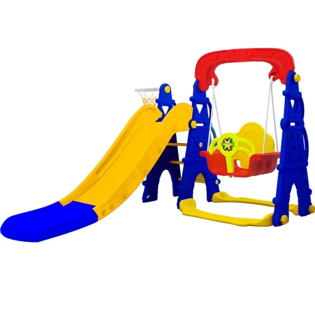 set-infantil-tobogan-3-en-1-c-hamaca-y-aro-de-basket-multicolor Set Infantil Tobogán 3 En 1 C/ Hamaca Y Aro De Basket